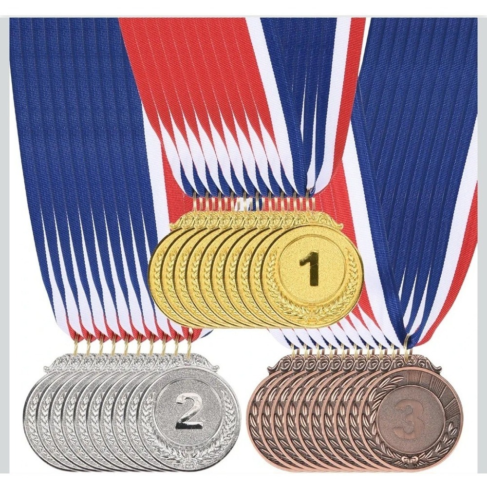 30Pcs 2-Inch Gold Silver Bronze Award Metals with Ribbon 1st 2nd 3rd‎ Prize